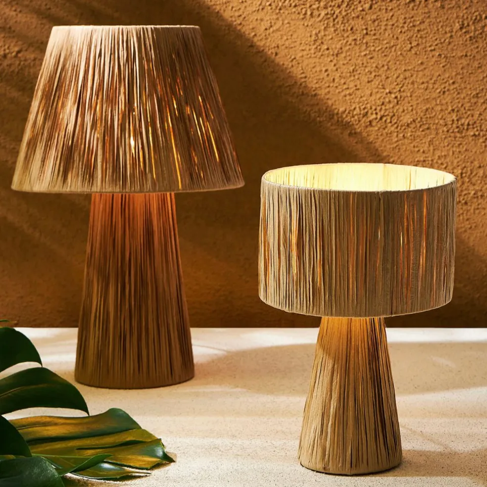 Lampe en raphia et fer naturel h30cm - Organic