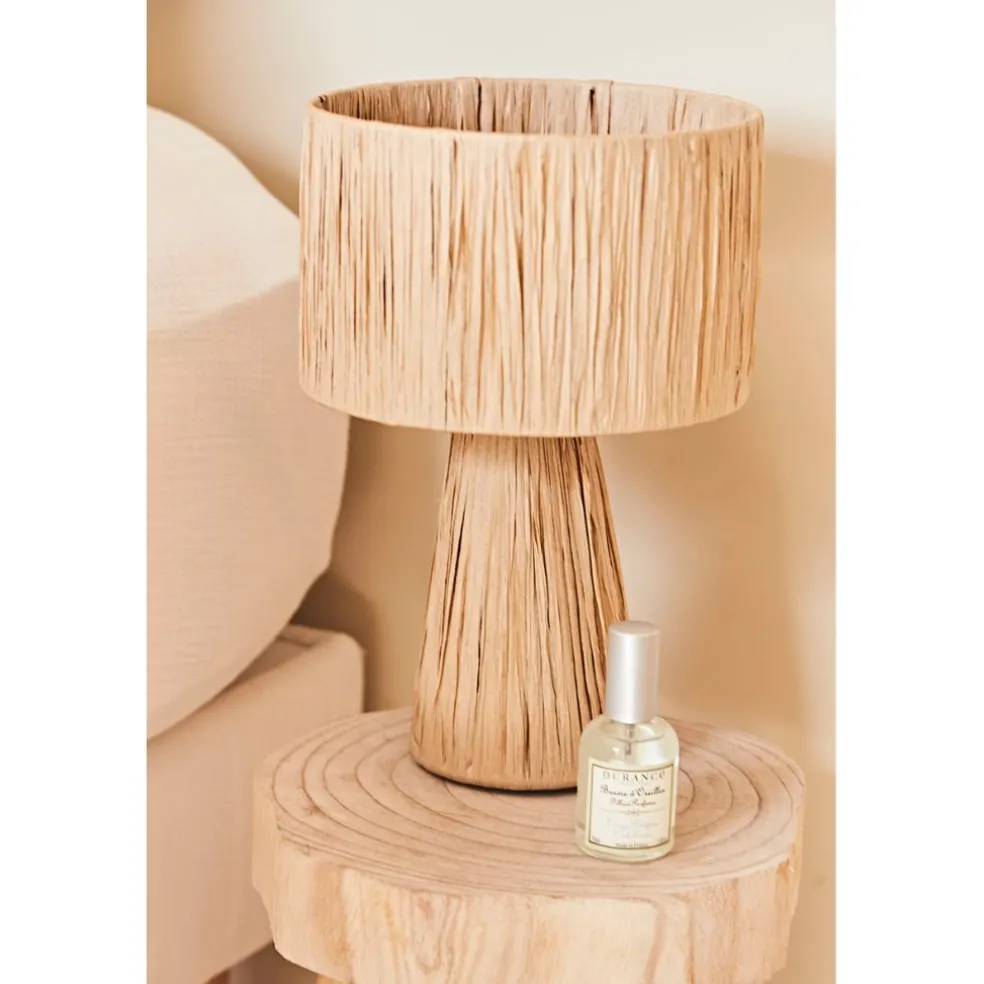 Lampe en raphia et fer naturel h30cm - Organic