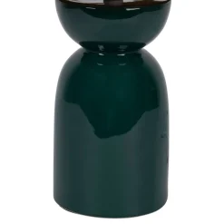 Lampe en raphia naturel et céramique émeraude h38cm - Palma