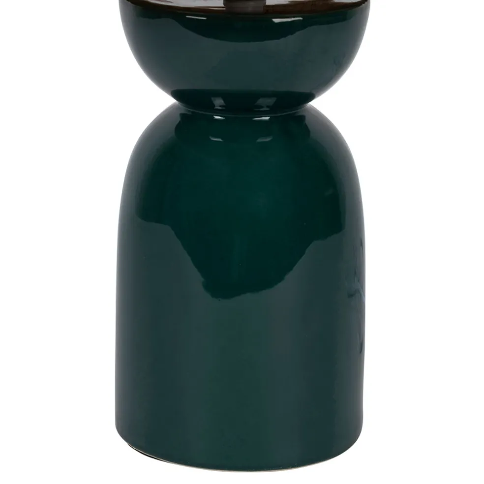 Lampe en raphia naturel et céramique émeraude h38cm - Palma