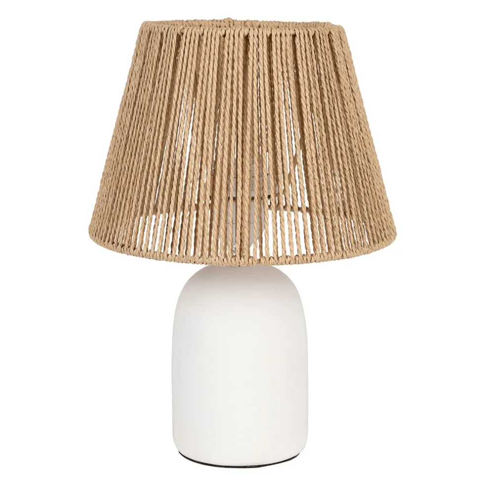 Lampe en terre cuite blanc mate et naturel h32cm - Nira