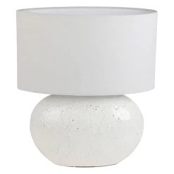 Lampe en terre cuite et lin blanc h50cm - Tahra