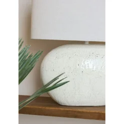 Lampe en terre cuite et lin blanc h50cm - Tahra