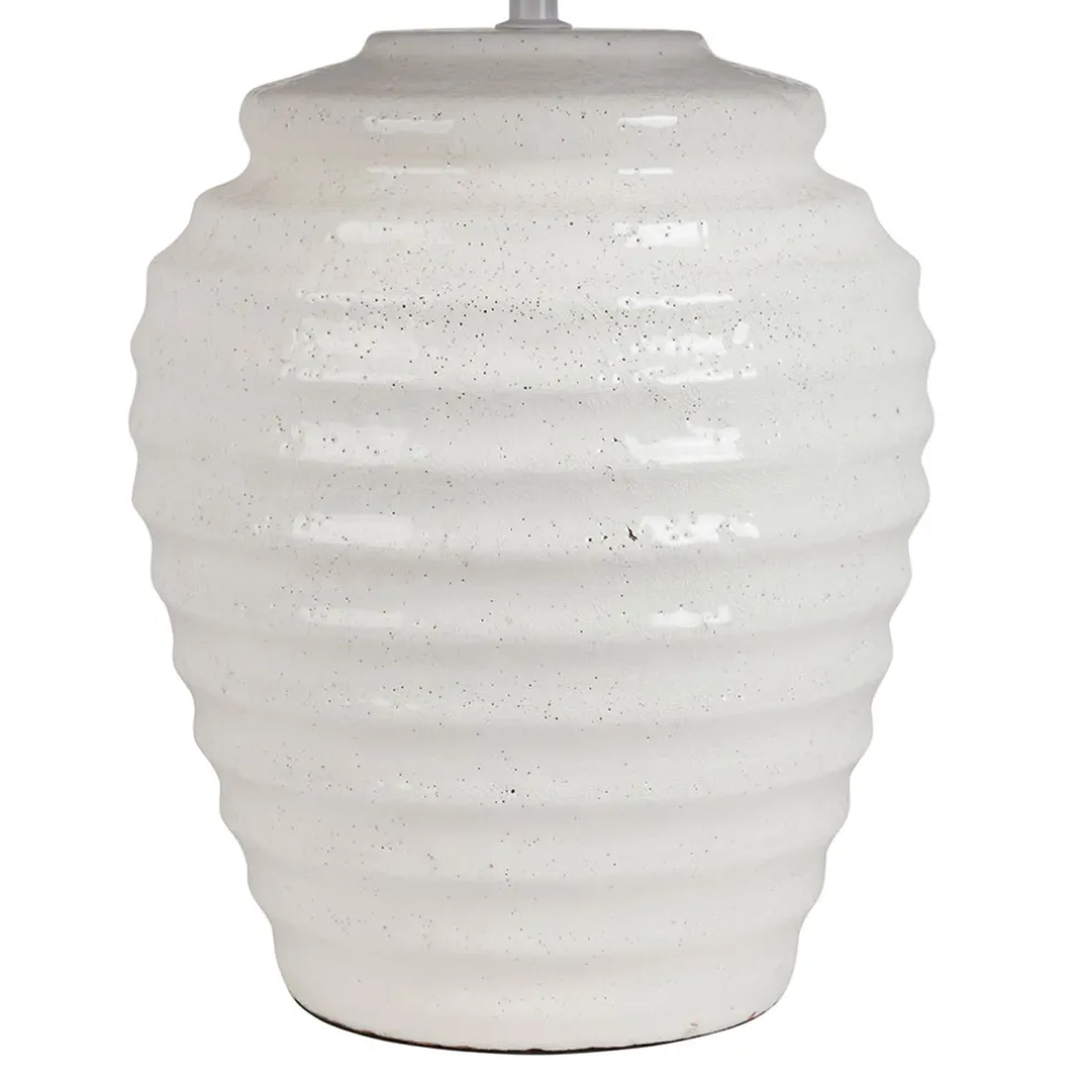 Lampe en terre cuite et lin blanc h59cm - Tahra