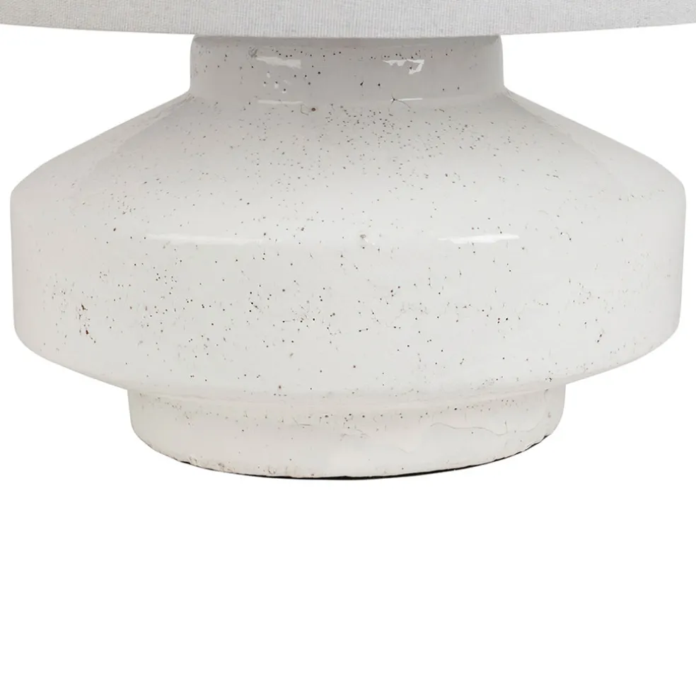 Lampe en terre cuite et lin blanc h44.5cm - Tahra
