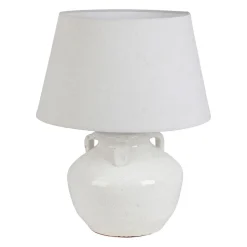 Lampe en terre cuite et lin blanc h47cm - Tahra
