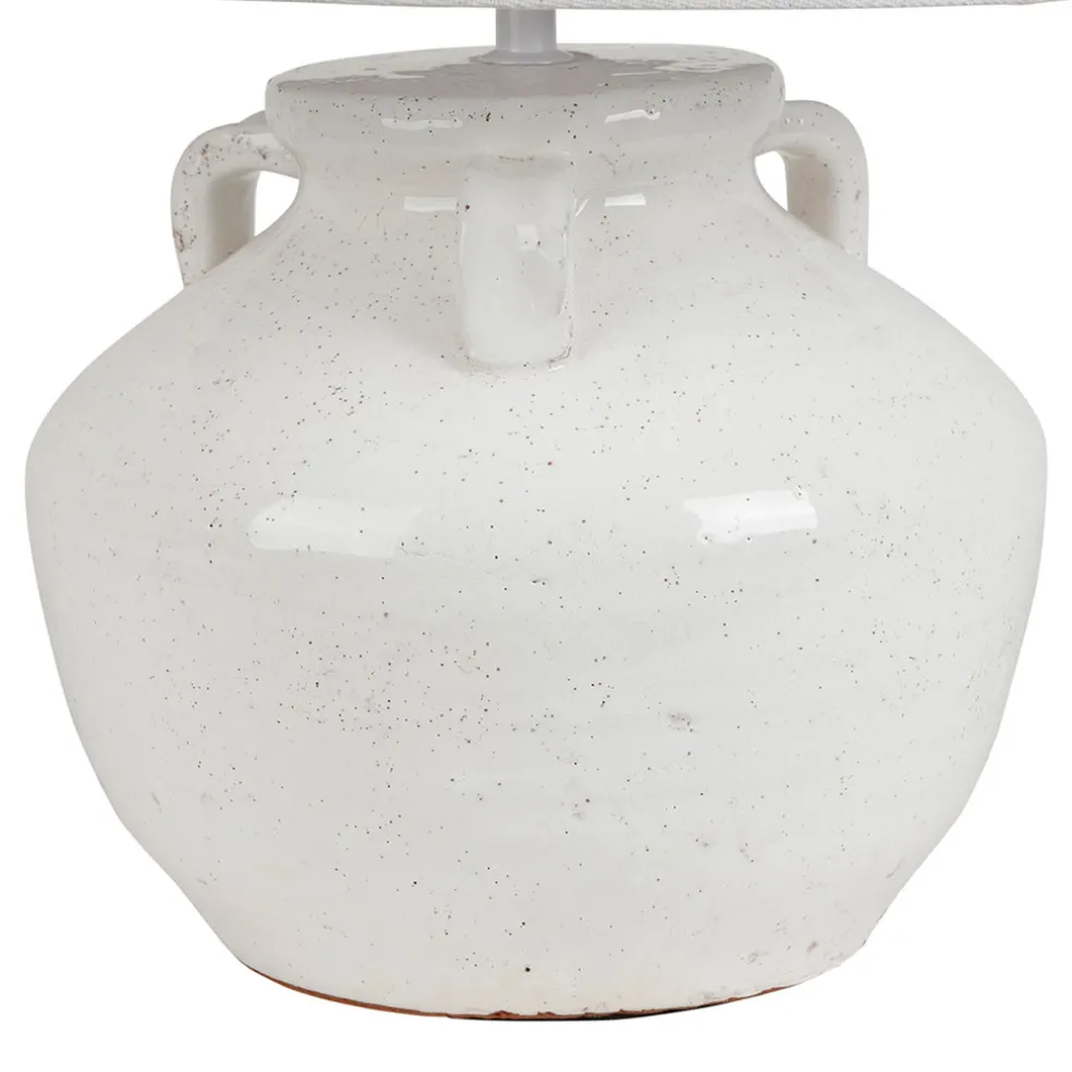 Lampe en terre cuite et lin blanc h47cm - Tahra