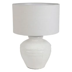 Lampe en terre cuite et lin blanc h47.5cm - Tahra