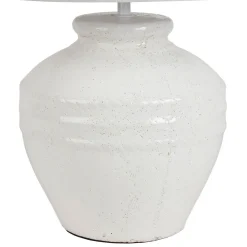 Lampe en terre cuite et lin blanc h47.5cm - Tahra