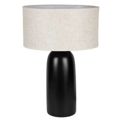 Lampe en terre cuite et lin noir et beige h60cm - Vita