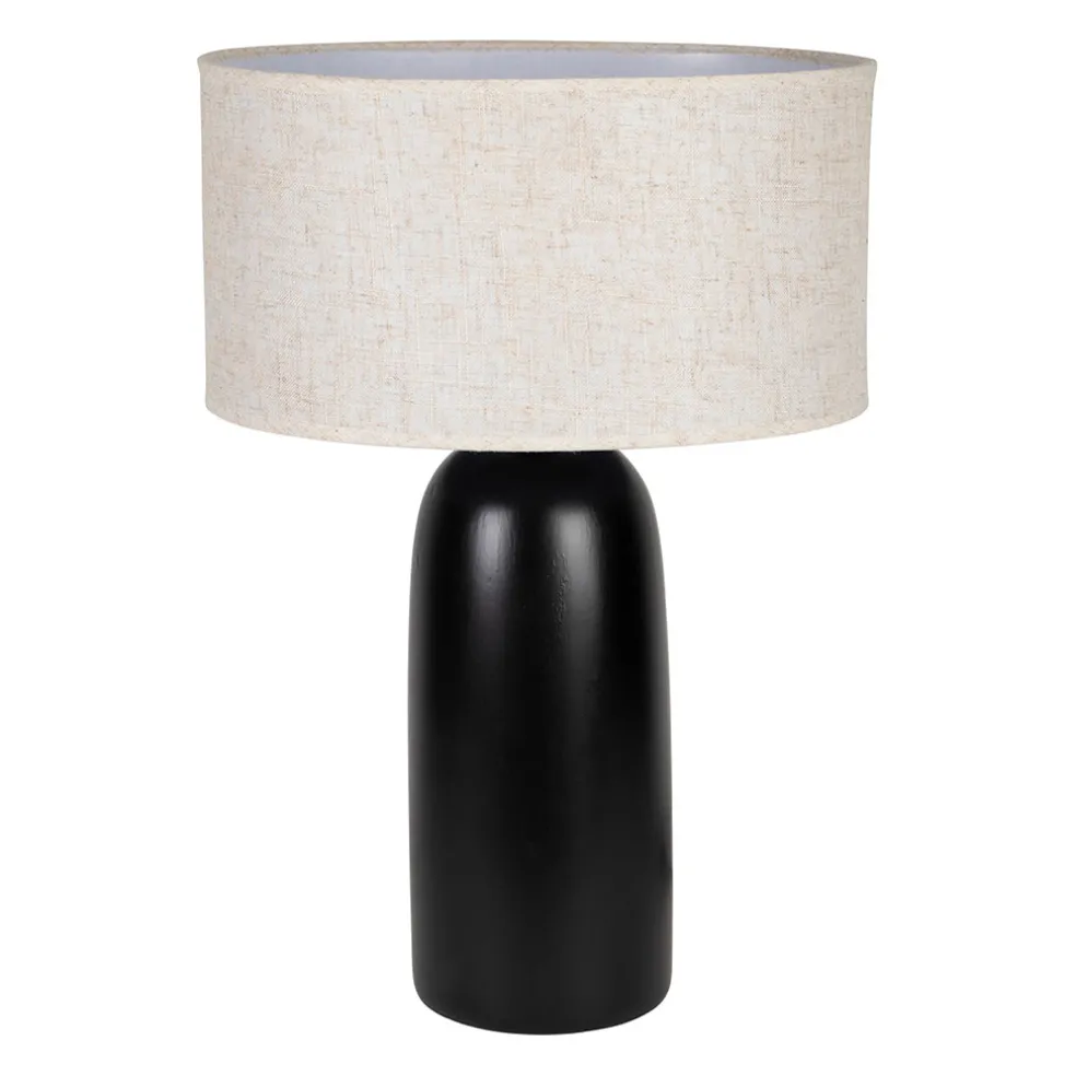 Lampe en terre cuite et lin noir et beige h60cm - Vita