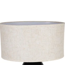 Lampe en terre cuite et lin noir et beige h60cm - Vita