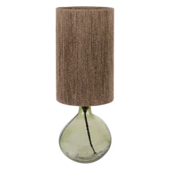 Lampe en verre et jute vert h46cm - Heliac