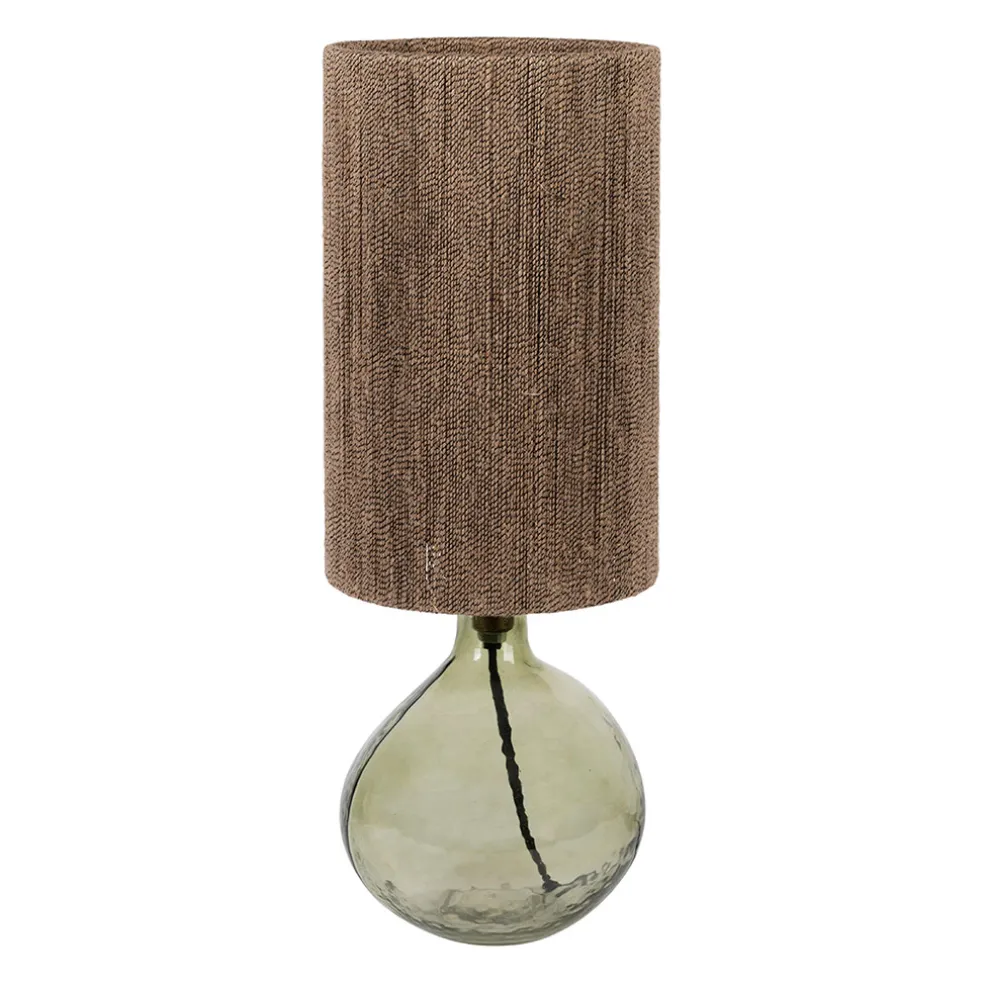 Lampe en verre et jute vert h46cm - Heliac