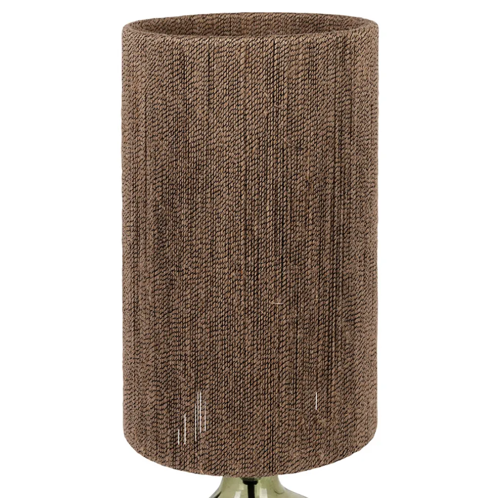 Lampe en verre et jute vert h46cm - Heliac