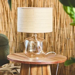 Lampe en verre et papier fumé h36cm - Celeste