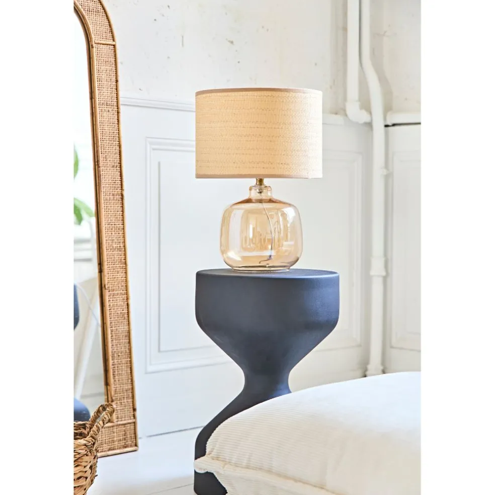 Lampe en verre et papier fumé h36cm - Celeste