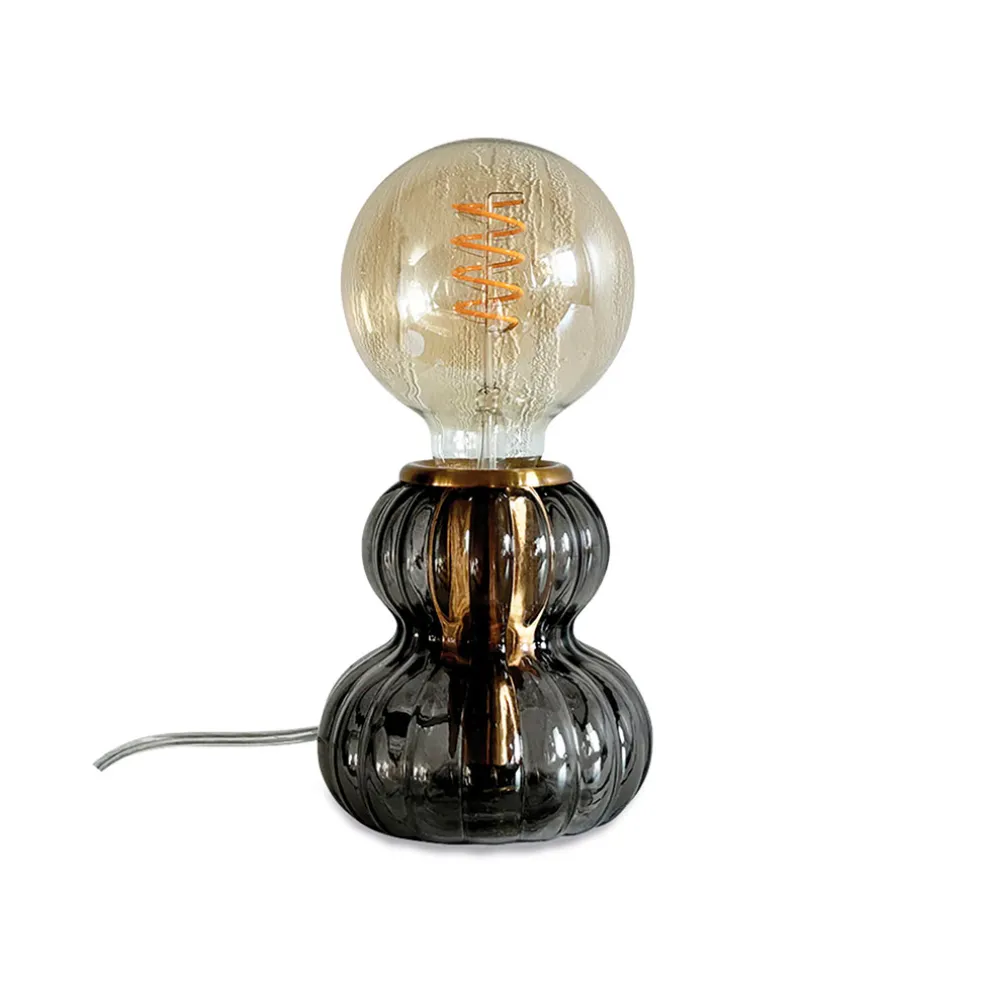 Lampe en verre fumé noir h12cm - Eli