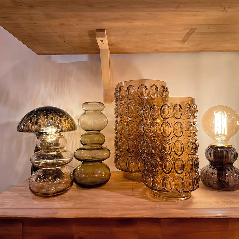 Lampe en verre fumé noir h12cm - Eli