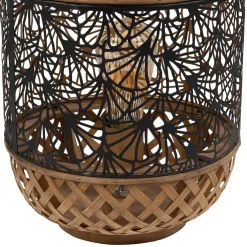 Lampe lanterne en fer et bambou h36.5cm noir et doré - flaural