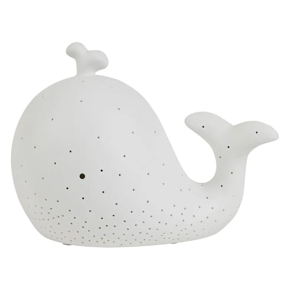 Lampe led baleine en porcelaine blanc h16cm