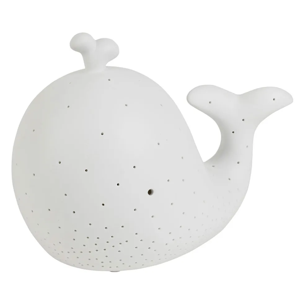 Lampe led baleine en porcelaine blanc h16cm