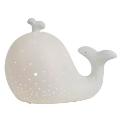 Lampe led baleine en porcelaine blanc h16cm