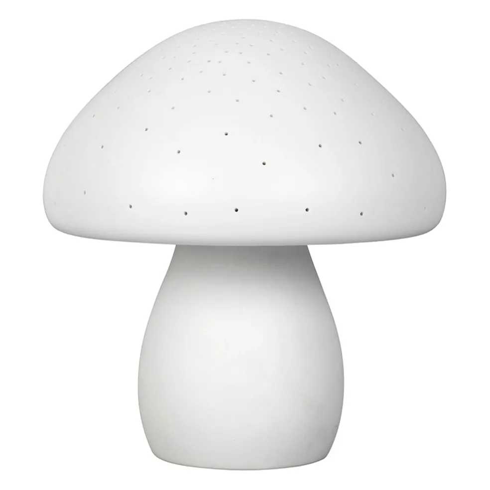 Lampe led champignon en porcelaine blanc h22cm - Champignon
