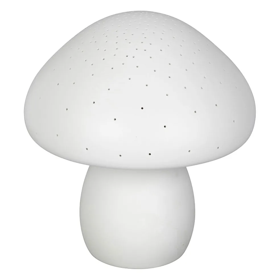 Lampe led champignon en porcelaine blanc h22cm - Champignon