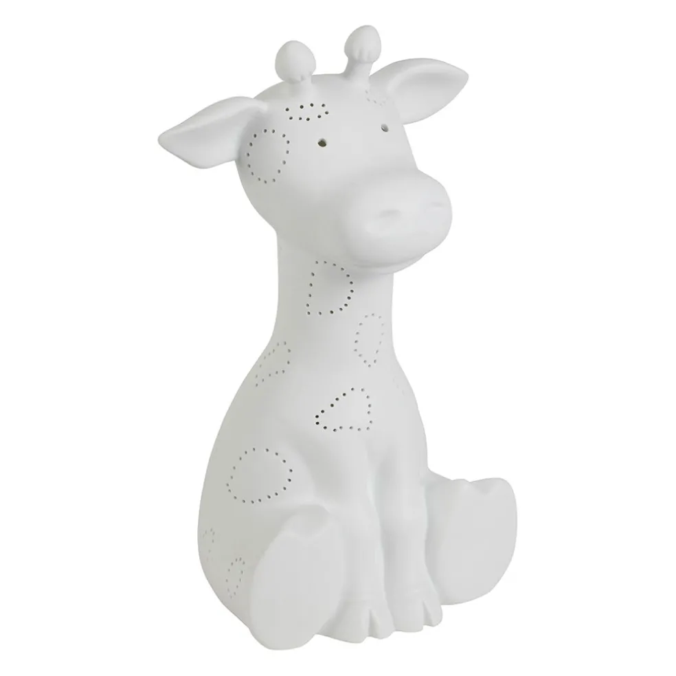 Lampe led girafe en procelaine blanc