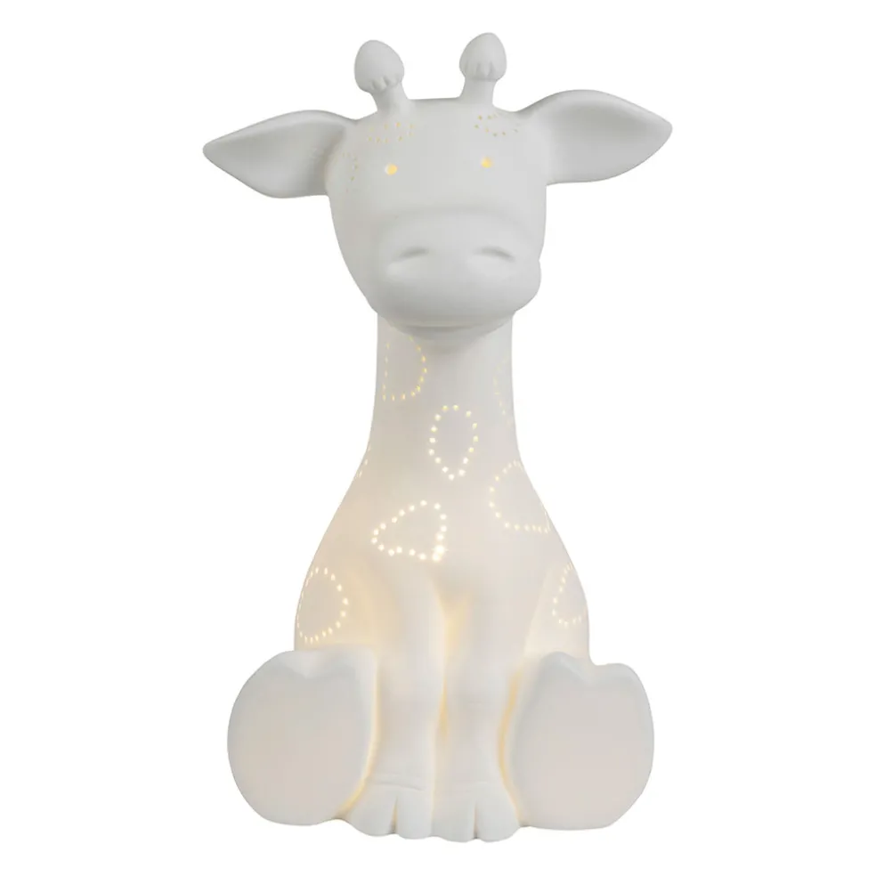 Lampe led girafe en procelaine blanc