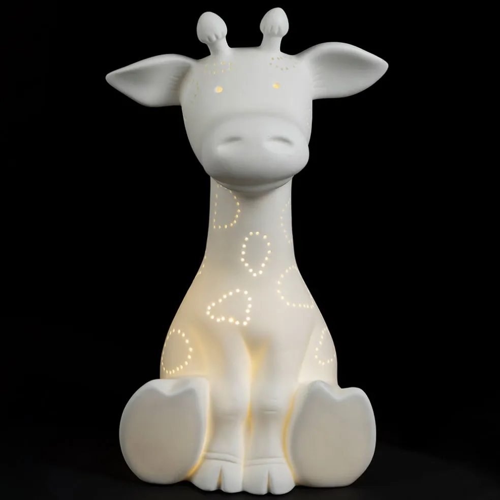 Lampe led girafe en procelaine blanc