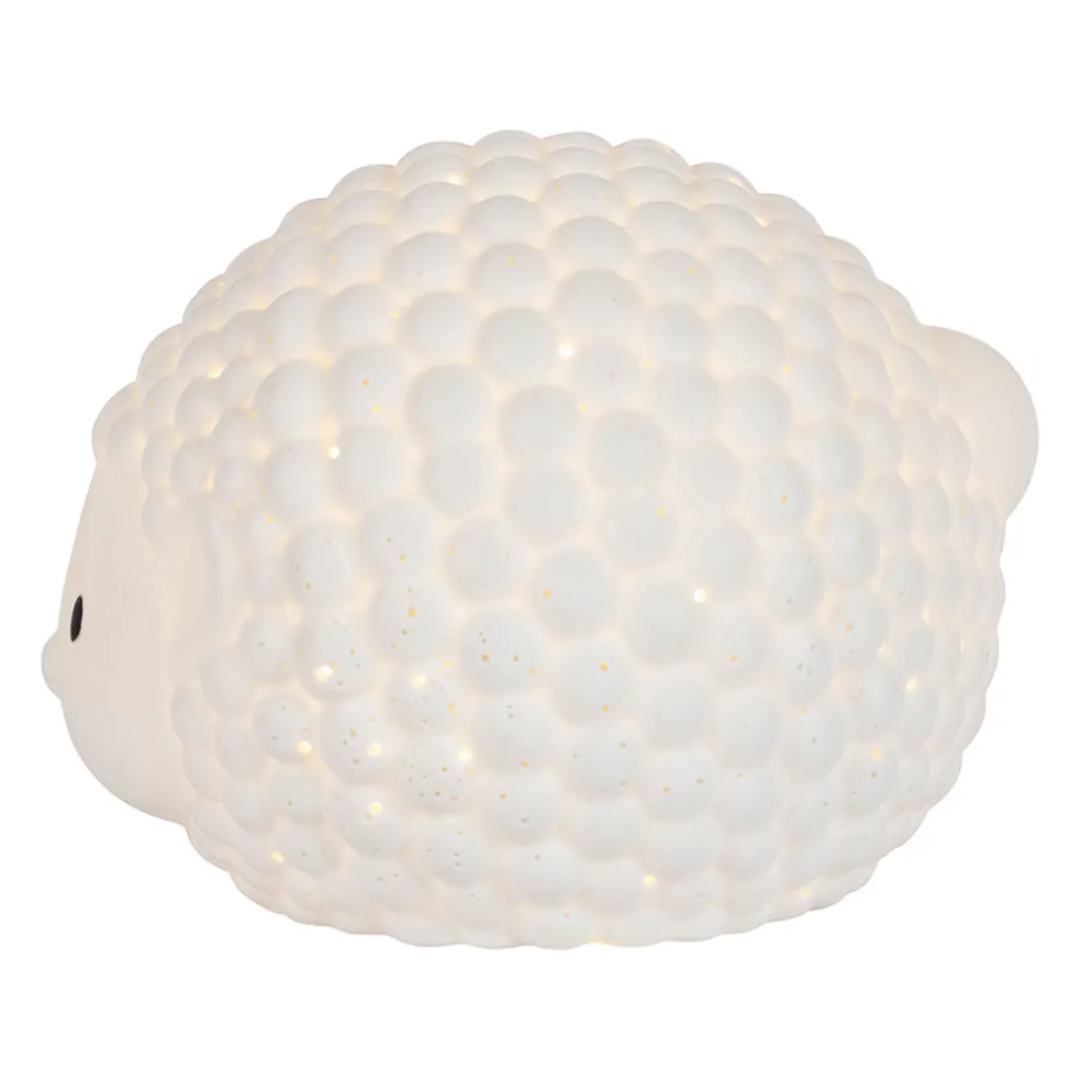 Lampe led hérisson en porcelaine blanc h12cm - Hérisson