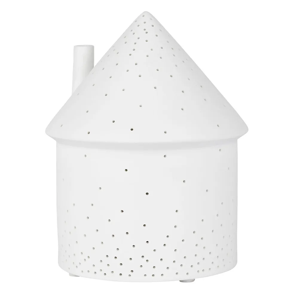 Lampe maison en porcelaine blanc h17cm - Beezz