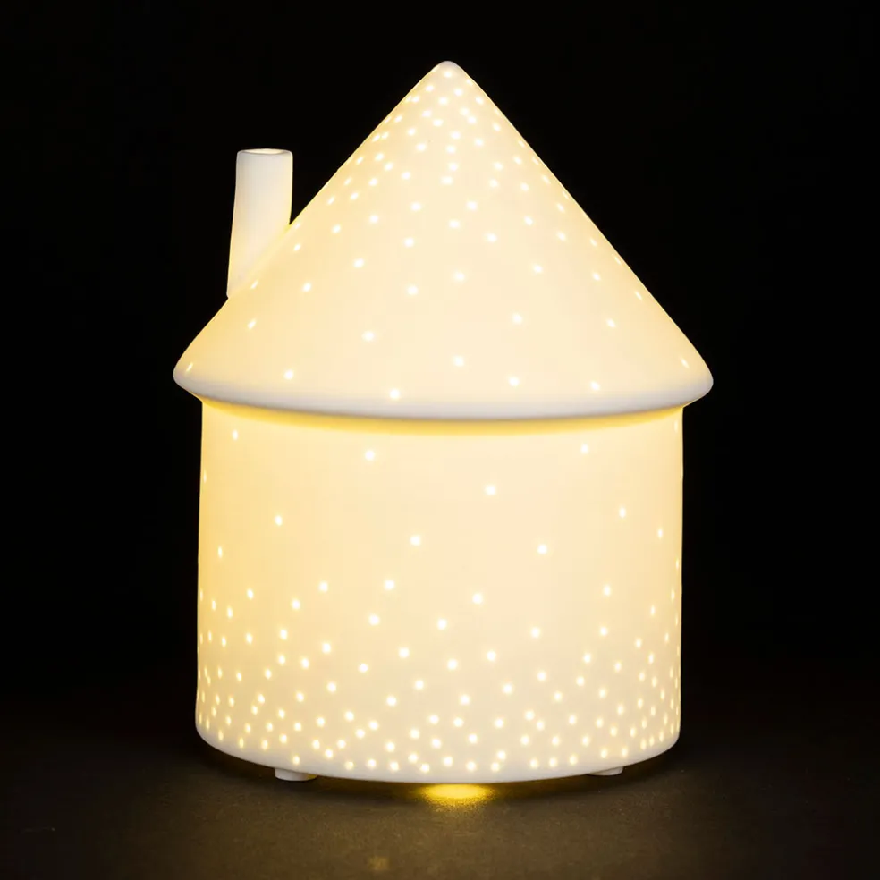 Lampe maison en porcelaine blanc h17cm - Beezz