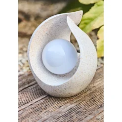 Lampe solaire en polyrésine beige