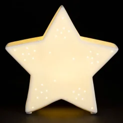 Lampe étoile en porcelaine blanc h15cm - Beezz