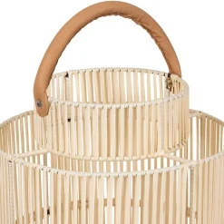 Lanterne en fer et osier blanc h75cm - Pasil