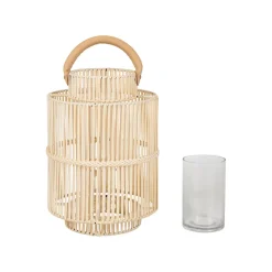 Lanterne en fer et osier blanc h45cm - Pasil