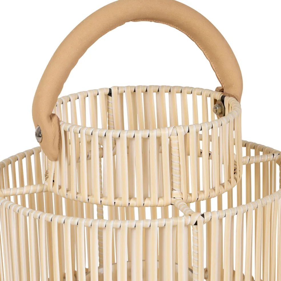 Lanterne en fer et osier blanc h45cm - Pasil