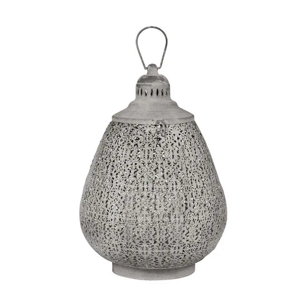 Lanterne orient grise en fer et verre