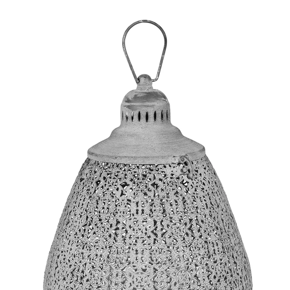Lanterne orient grise en fer et verre