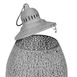 Lanterne orient grise en fer et verre