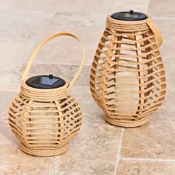 Lanterne solaire effet bougie naturel h26cm