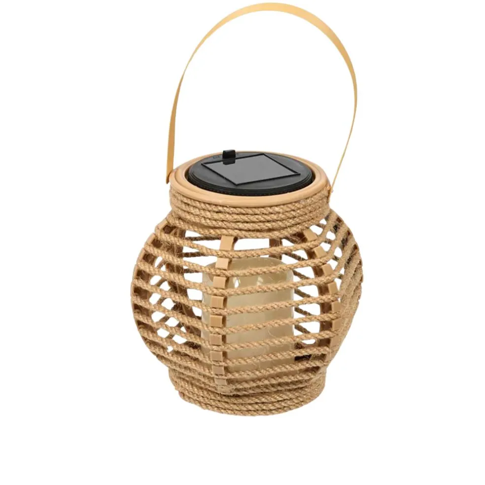 Lanterne solaire effet bougie naturel h15cm
