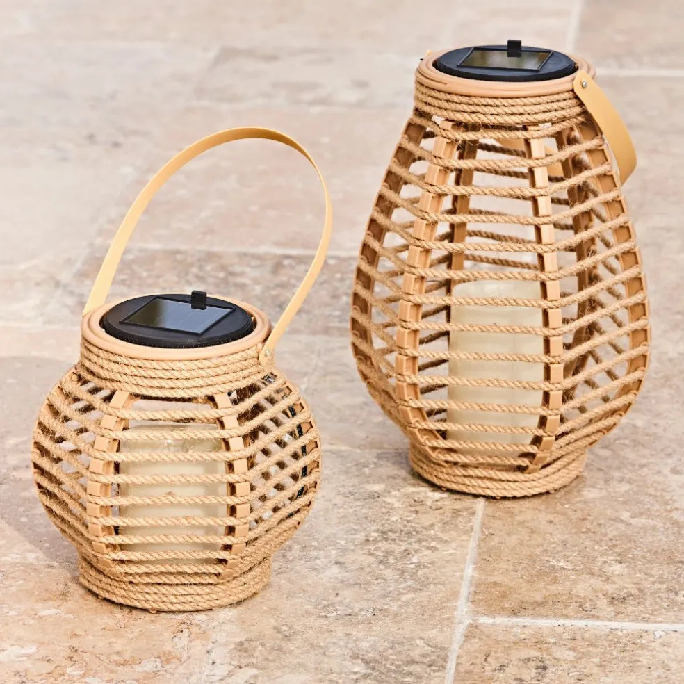 Lanterne solaire effet bougie naturel h15cm