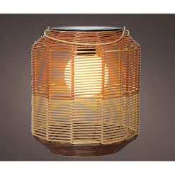 Lanterne solaire en résine tressée brun h28cm