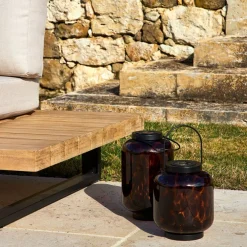 Lanterne solaire en verre leopard d16xh35.5cm