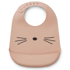 Lot de 2 bavoirs en silicone tilda rose chat