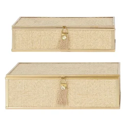 Lot de 2 boites en verre et papier doré - Tulum